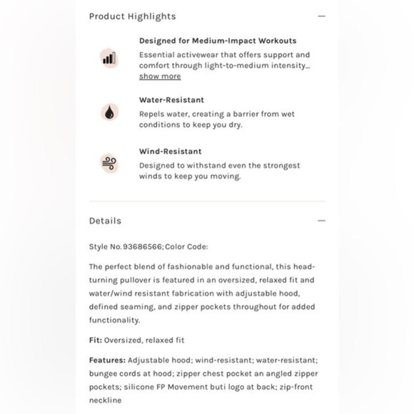 NWOT Free People Movement Rough Rider Tyvek Pullover sz S - Picture 5 of 8